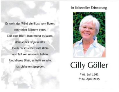 Trauer um Cäcilie Göller